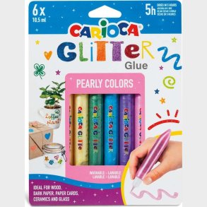 Carioca - Glitter Glue - Glimmer Lim - Pearly - 10,5 Ml - 6 Farver