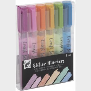 Glitter Markers - 6 Stk I Plastboks