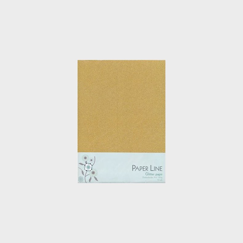 Glitter Papir Dobbelt A4 120g, 10stk Pakke Guld - Paper Line