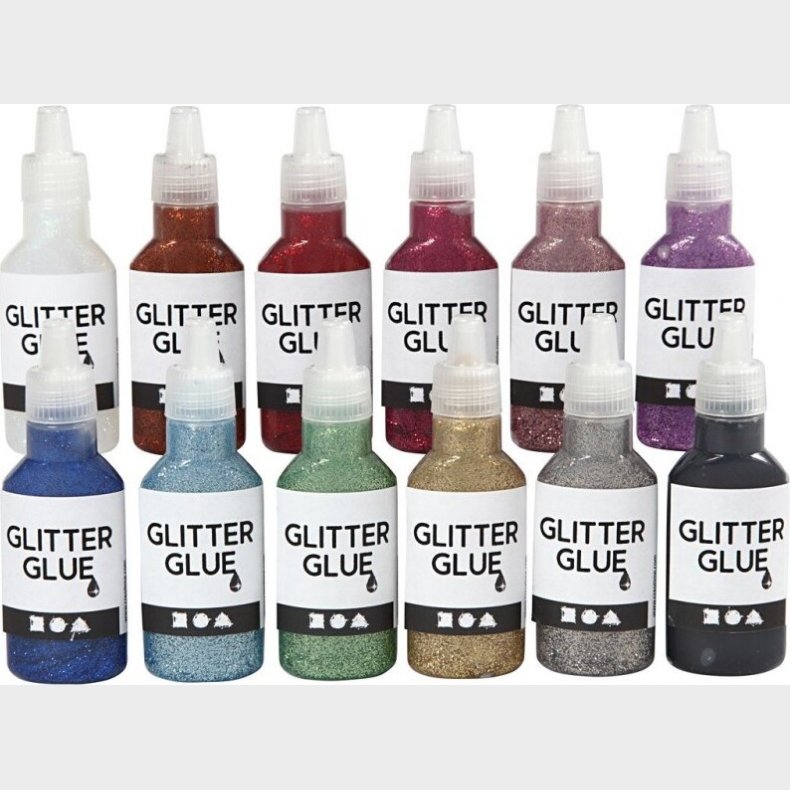 Glitterlim I Forskellige Farver - 12x25 Ml