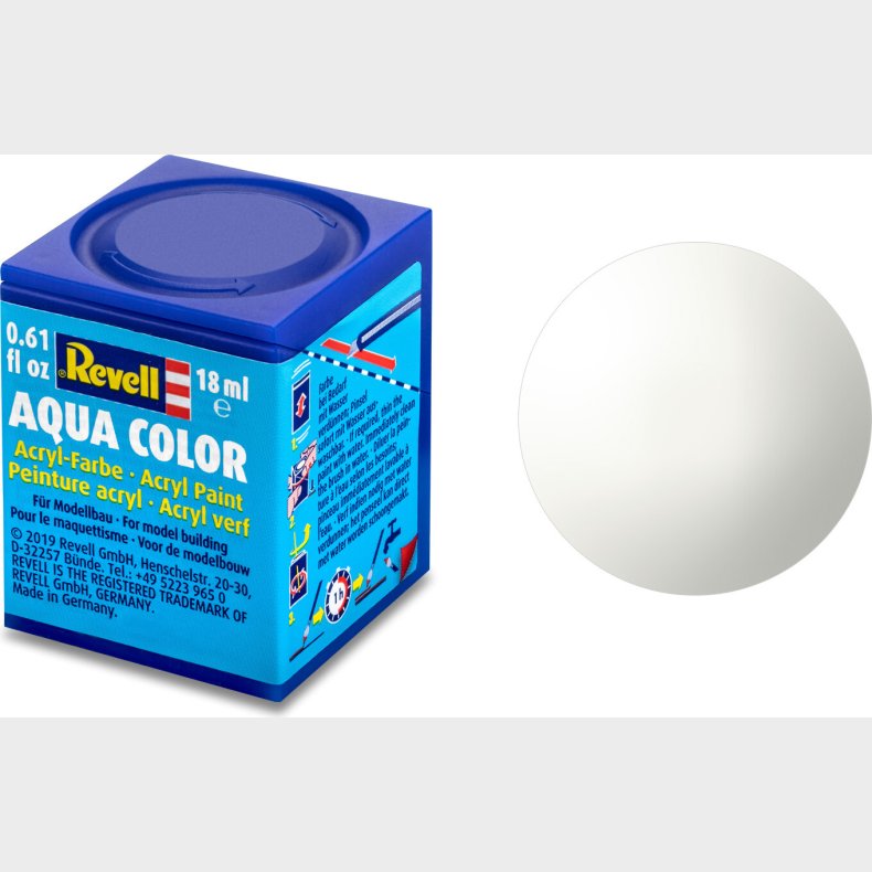 Revell - Maling - Aqua Color Gloss White Acrylic - Ral 9010 - 18 Ml - 36104
