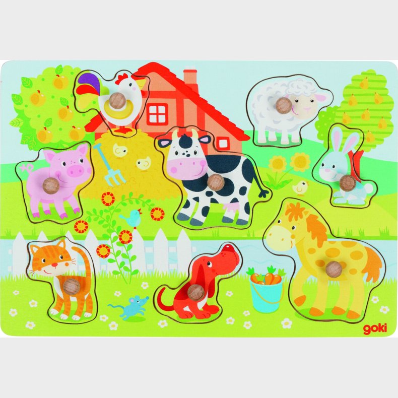 Goki Knoppuslespil - Bondeg�rdsdyr - Tr� - 8 Brikker