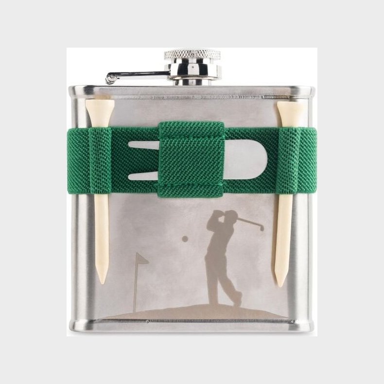 Lommelrke Med Golf Motiv - Rustfrit Stl - 180 Ml - Kikkerland