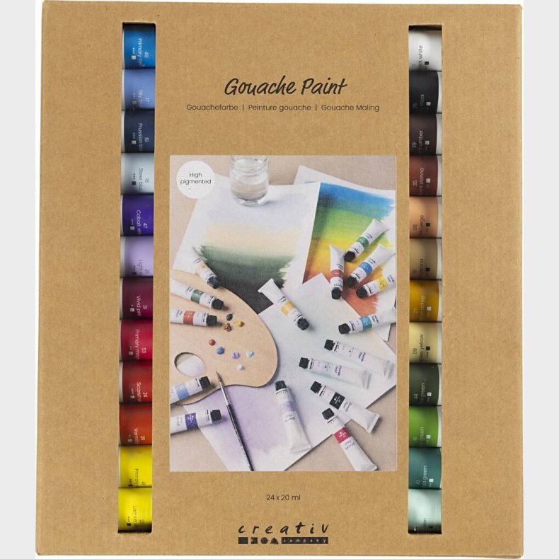 Gouache Maling - Assorterede Farver - 24x20 Ml