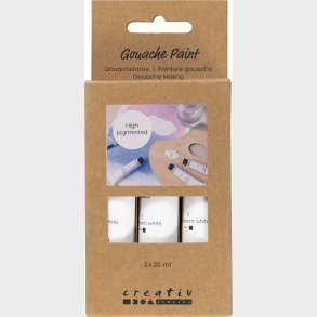 Gouache Maling - Hvid - 3x20 Ml