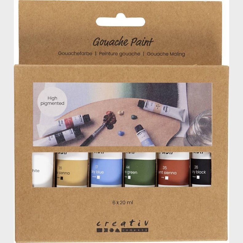 Gouache Maling - Naturfarver - 6x20 Ml