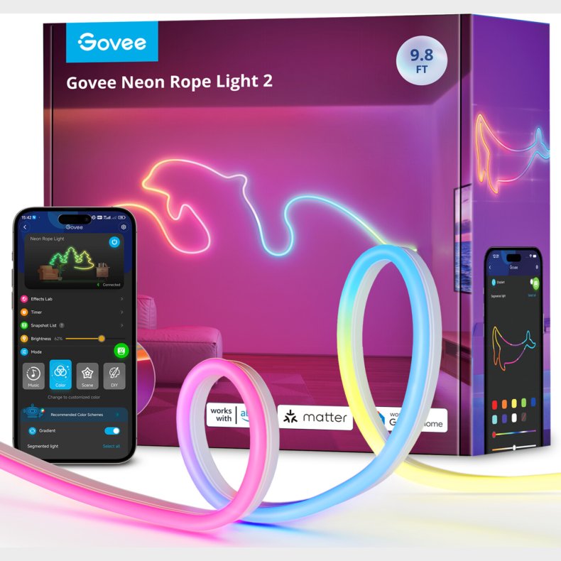 Govee - 3m Neon Preinstalled Strip Light I Strlende Hvid