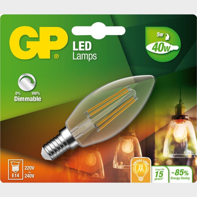 Gp - Led Pre - Filament Mini Candle - E14 Dmpbar 5w 40w 470 Lm
