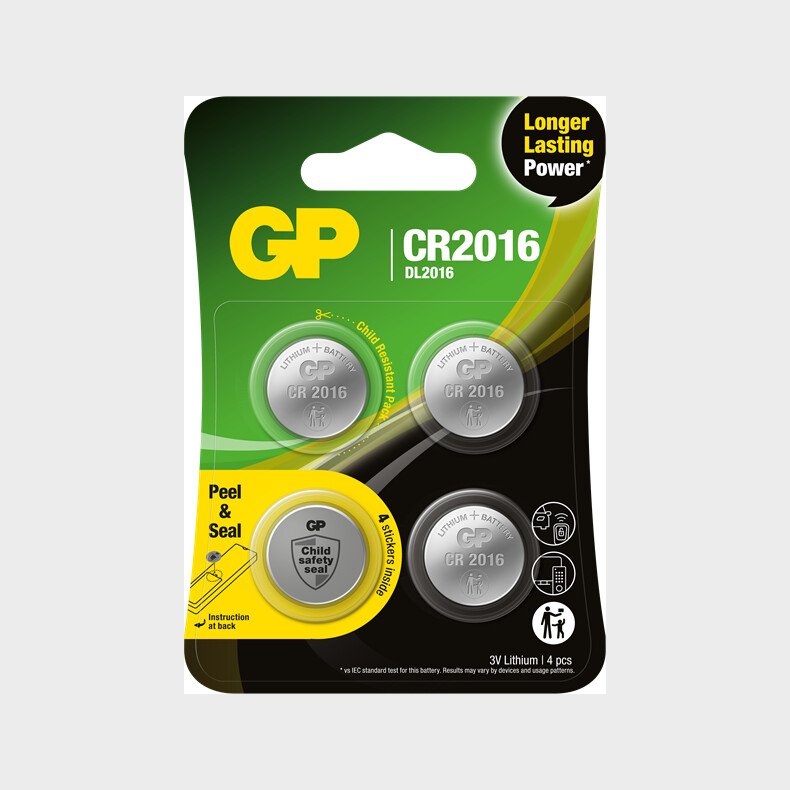 Gp - Lithium Knapcelle Batterier Cr2016 3v - 4 Stk