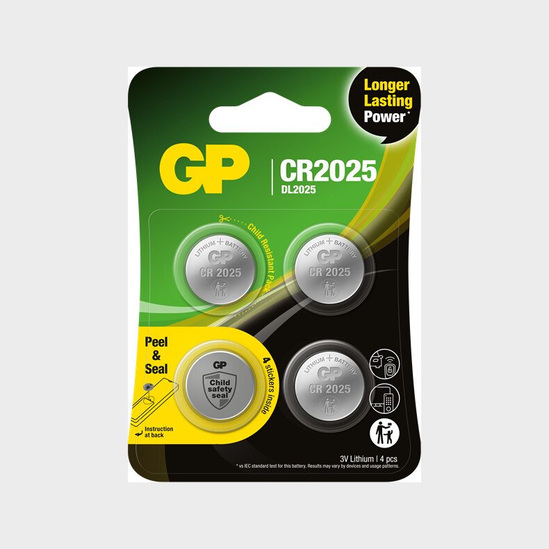 Gp - Lithium Knapcelle Batterier Cr2025 3v - 4 Stk