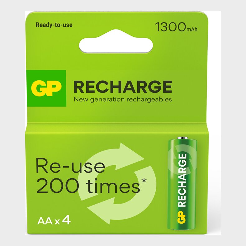 Gp - Recharge Genopladelige Batterier - Aa 1300 Mah - 4 Stk