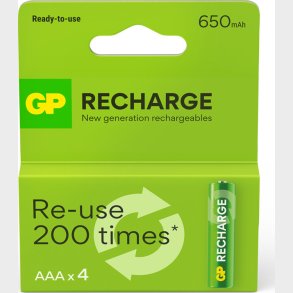 Gp - Recharge Genopladelige Batterier - Aaa 650 Mah - 4 Stk