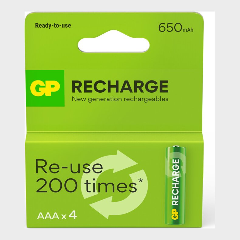 Gp - Recharge Genopladelige Batterier - Aaa 650 Mah - 4 Stk