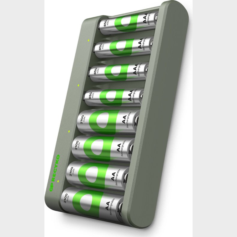 Gp - Recyko Batteri Oplader E821 Usb + 4xaa 2100 + 4xaaa 850 Mah Batterier
