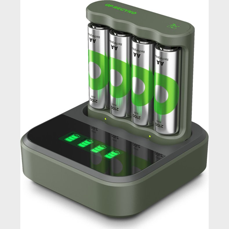 Gp - Recyko Aa Usb Charger - B441 Batteri Oplader + Dock + 4 Batterier