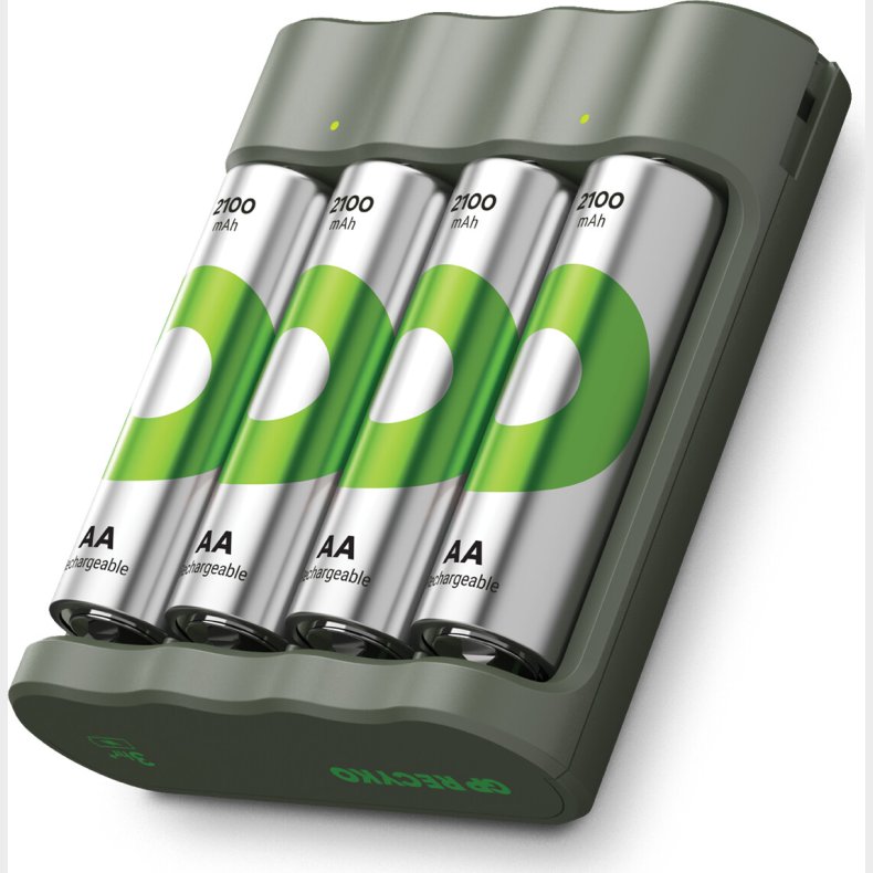 Gp - Recyko Batteri Oplader B441 Usb + 4xaa 2100 Mah Batterier