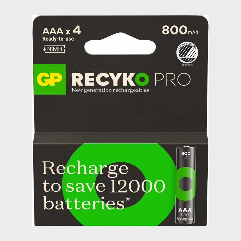 Gp - Recyko Pro Nimh Aaa Genopladelige Batterier - 4-pak