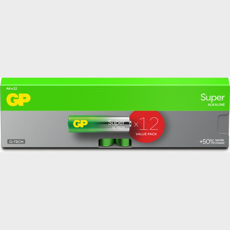 Gp - Super Alkaline Aa Batterier - 15a Lr6 1,5v - 12 Stk