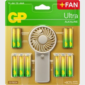 Gp - Ultra Alkaline 12xaa + 12xaaa Batterier - Inkl. Ventilator