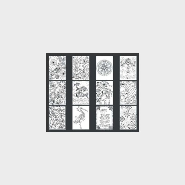 Marabu - Graphix - Mal Selv Postkort - Tangle World - 12 Stk