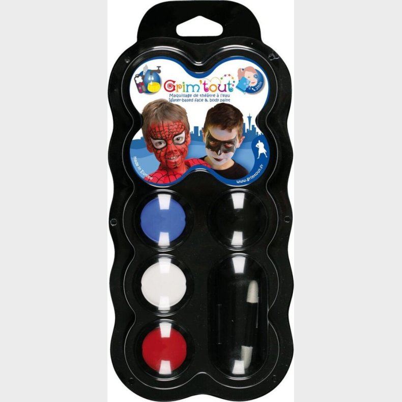 Ansigtsmaling Til Superhelte Kostume - 4 Farver - Grim Tout