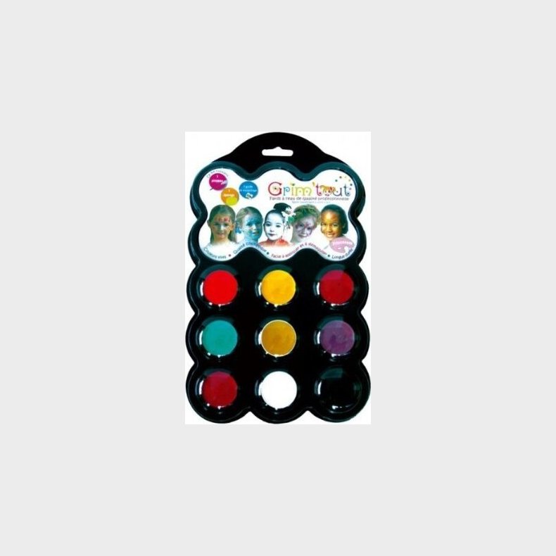 Ansigtsmaling -  Palette Med 9 Ansigtsfarver - Grim Tout