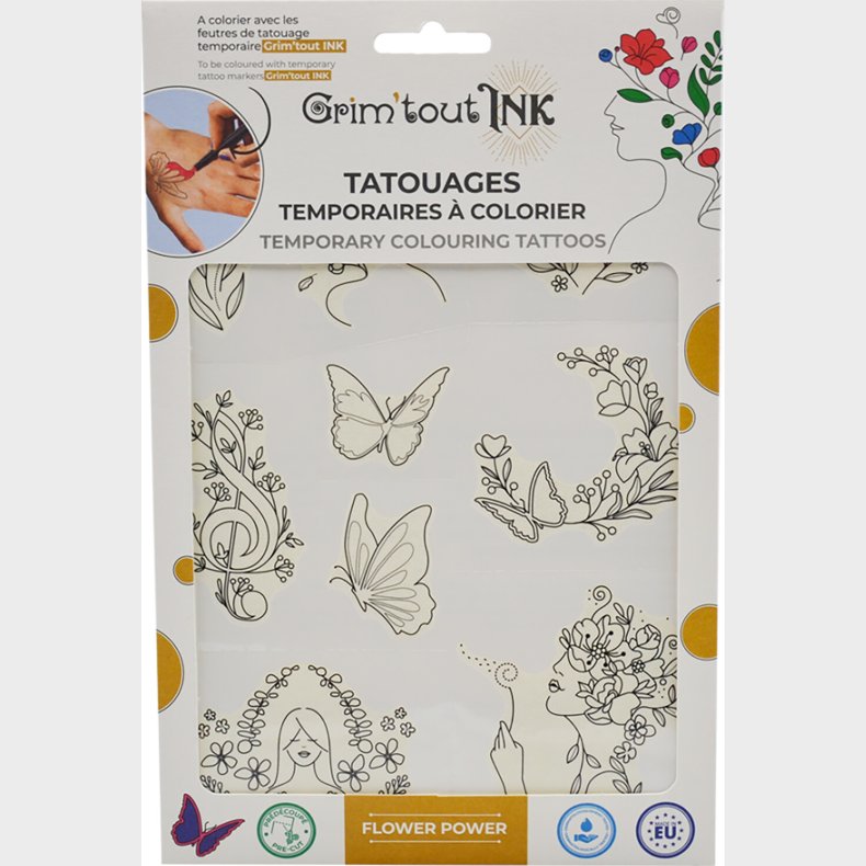 Grim Tout - Ink Stencil Til Tatoveringer - Flower Power