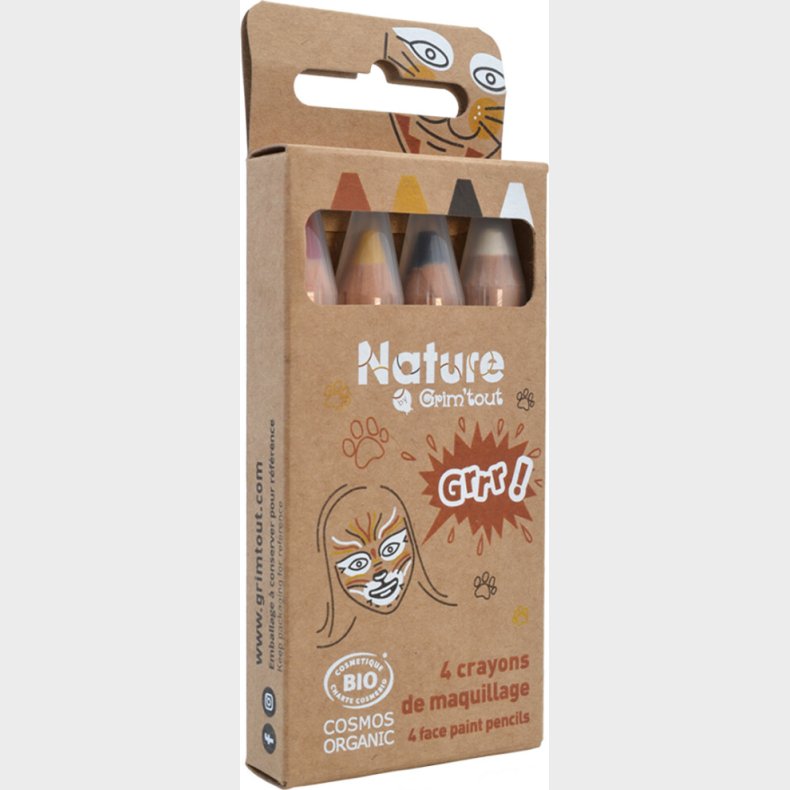Grim Tout - Teatersminke - 4 Farveblyanter - Grrr Nature By Grimtout