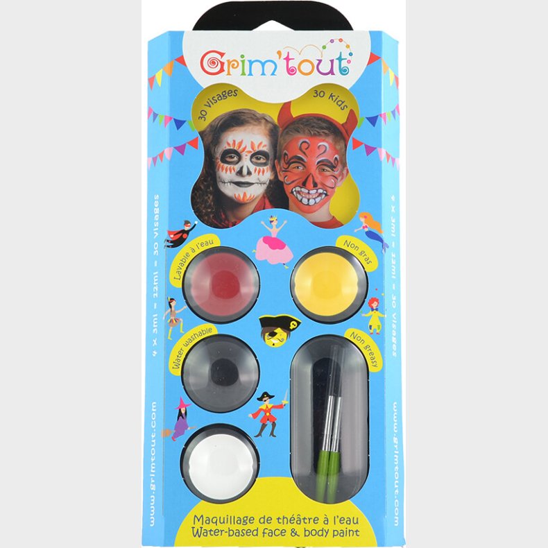 Grim Tout - Teatersminke - 4 Farver - Heks