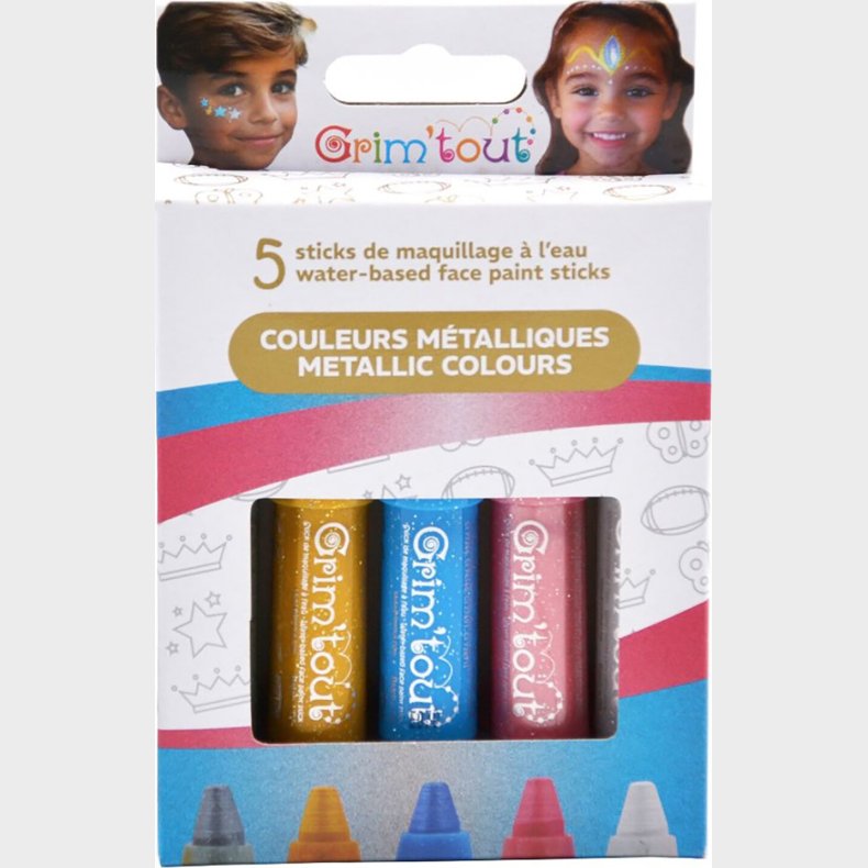 Grim Tout - Teatersminke - 5 Farvestifter - Metallic