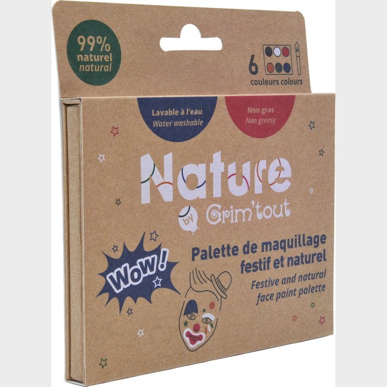 Grim Tout - Teatersminke - 6 Farver Palette - Wow Nature By Grimtout