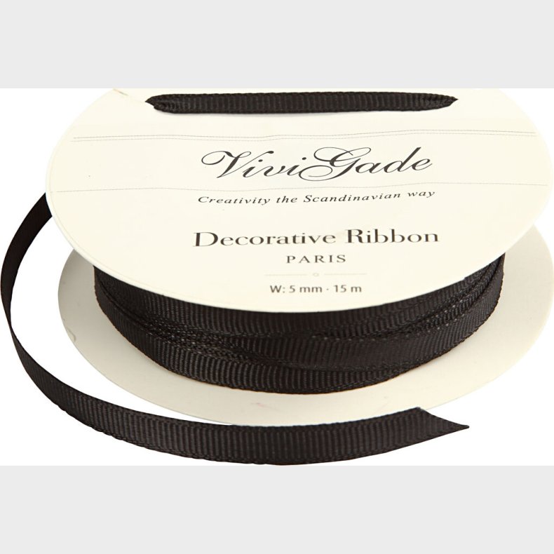 Grosgrainbnd - B 6 Mm - Sort - 15 M