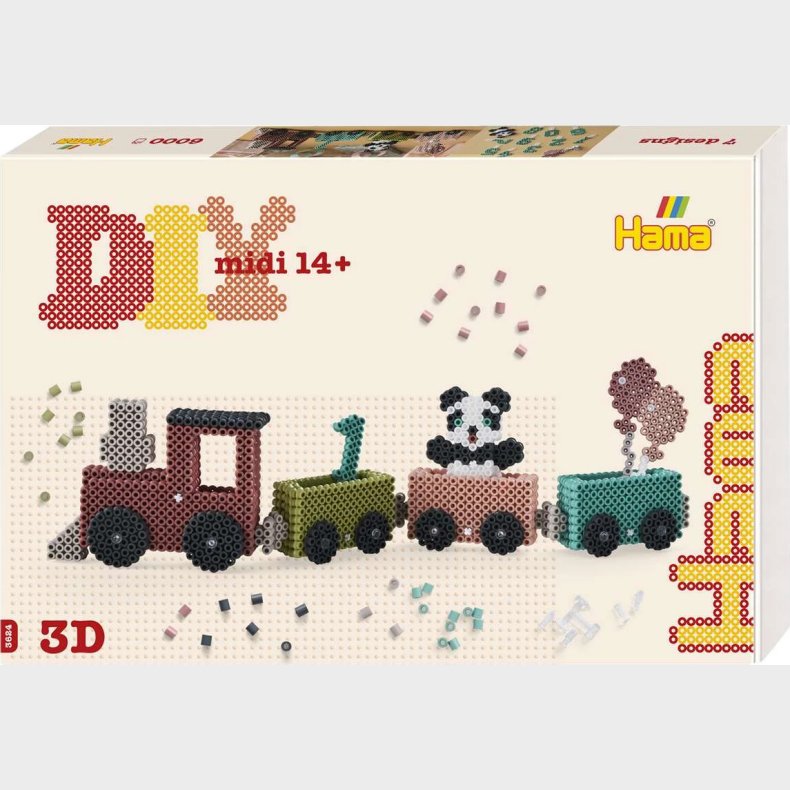 Hama - Midi Perler - Diy 3d Fdselsdagstog Inkl. 6.000 Perler - 3624