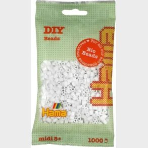 Hama Bio Midi Perler - Hvid - 1.000 Perler - 190-01