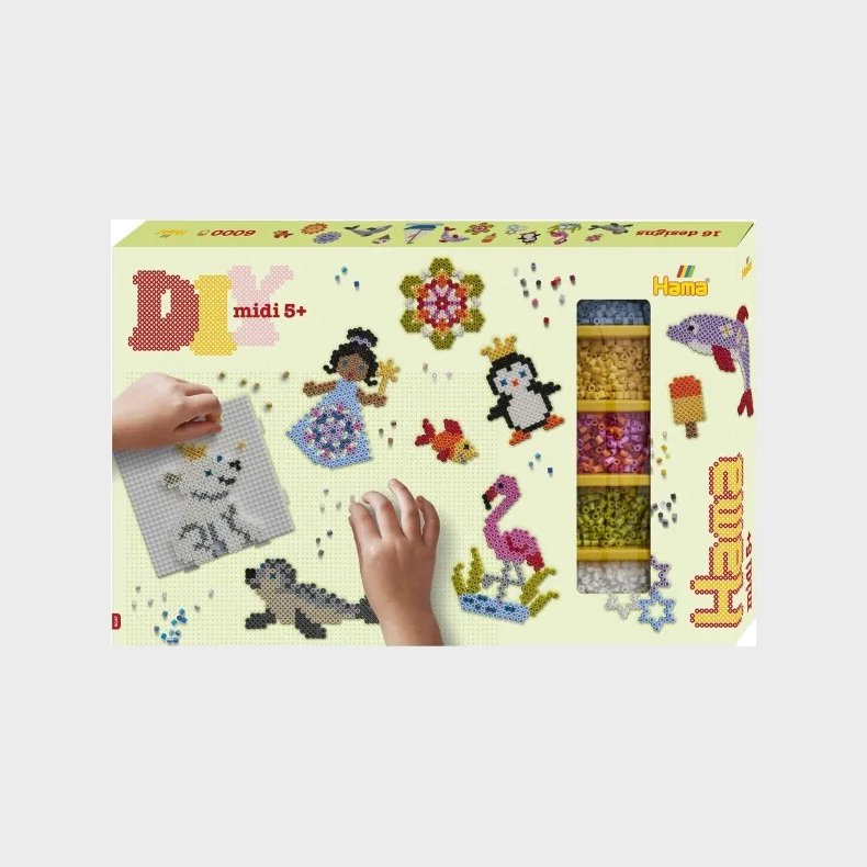Hama Midi Perlest - 6.000 Perler Og 3 Perleplader - 3047