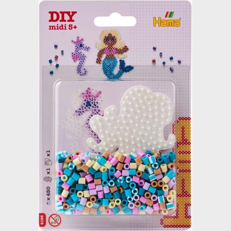 Hama Midi Perler - Diy Lille Havfrue Perleplade Og 450 Perler - 4195