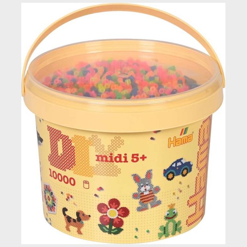 Hama Midi Perler - 10.000 Stk. I Spand - Neon Mix 51 - 180-51