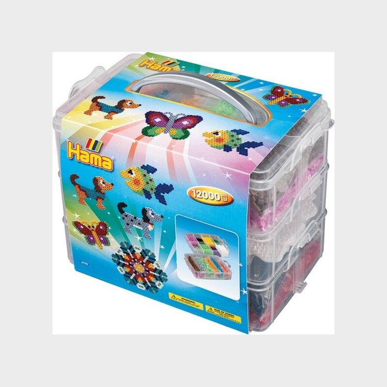 Hama Perler I Stor Opbevaringsboks - 12.000 Stk + 3 Stiftplader
