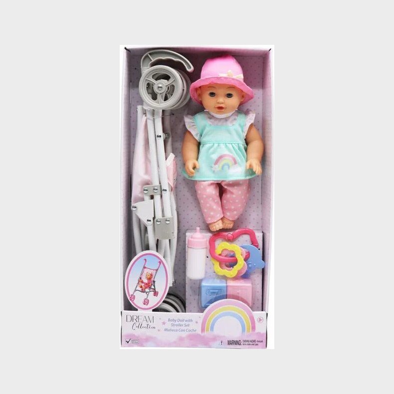 Happy Friend - Lotta Dukke 30 Cm Med Klapvogn St