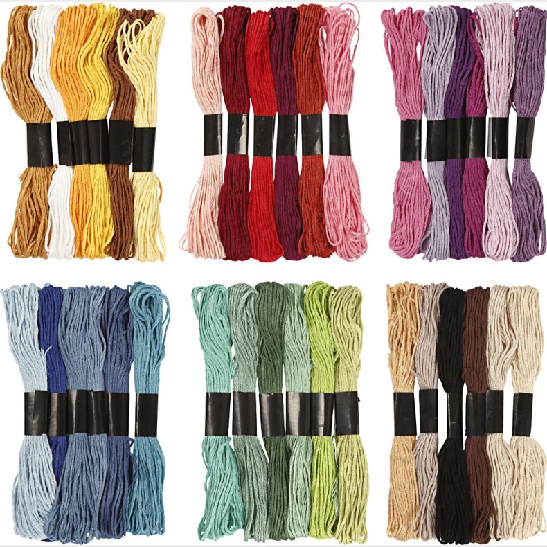 Broderigarn - 36 Farver - 6-trdet - Bomuld - Harmoni Broderigarn