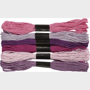Broderigarn - 6 Farver - Lilla - 6-trdet - Bomuld - Harmoni Broderigarn