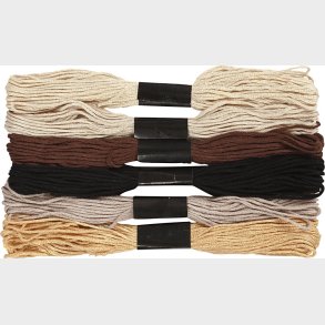 Broderigarn - 6 Farver - Natur - 6-trdet - Bomuld - Harmoni Broderigarn