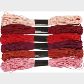 Broderigarn - 6 Farver - Rd - 6-trdet - Bomuld - Harmoni Broderigarn