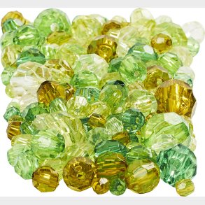 Harmoni Facetperlemix - Str. 4-12 Mm - Hulstr. 1-2,5 Mm - Gr�n Glitter - 250 G
