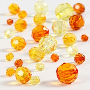 Harmoni Facetperlemix - Str. 4-12 Mm - Hulstr. 1-2,5 Mm - Gul - 45 G