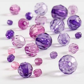 Harmoni Facetperlemix - Str. 4-12 Mm - Hulstr. 1-2,5 Mm - Lilla - 45 G