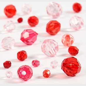 Harmoni Facetperlemix - Str. 4-12 Mm - Hulstr. 1-2,5 Mm - Rd Harmoni - 45 G