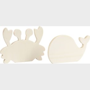 Havdyr-figurer - Krabbe Og Hval - H 9,5-12 Cm - B 16 Cm - Tykkelse 1,2 Cm - 2 Stk.