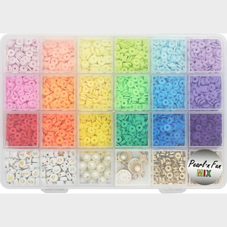 Heishi Fimo Perlemix M/tilbehr, Pastelfarver