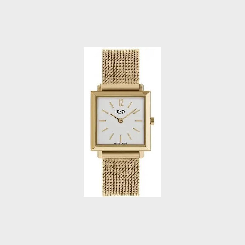 Henry London - Dameur - Hl26-qm-0266 - Firkantet 26 Mm - Stl - Guld Hvid